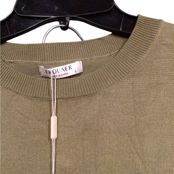 Ekouaer Women green 2 Piece Short Sleeve Sweater Top Wide Leg Long Pants size L - Picture 2 of 5